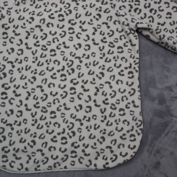 Green Tea Sweater Womens M Beige Long Sleeve Animal Print Zip Pocket Fleece - Picture 15 of 16